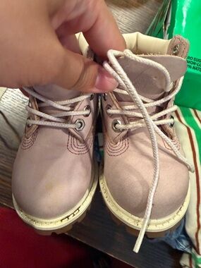 Timberland Kids Light Pink Lace-Up Leather Boots